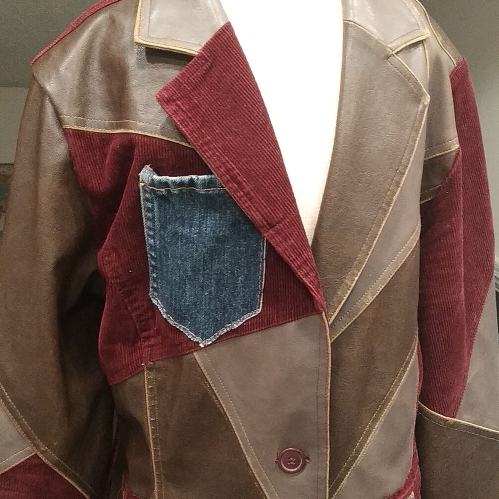 Dollhouse Patchwork Blazer - Brown And Burgundy C… - image 2